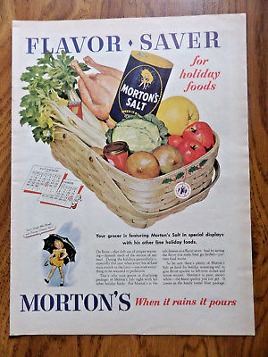 1943 Morton's Salt Ad   Flavor Saver for Holiday Foods
