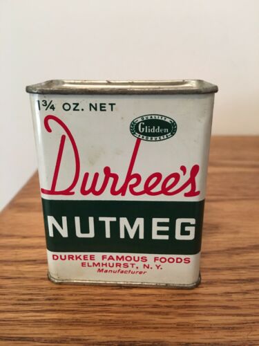 Durkees Nutmeg Spice Tin Can Elmhurst NY Vintage Grocery