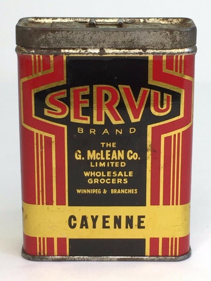 Vintage Servu Brand Cayenne 1 1/2 oz. Tin Made Canada  Empty