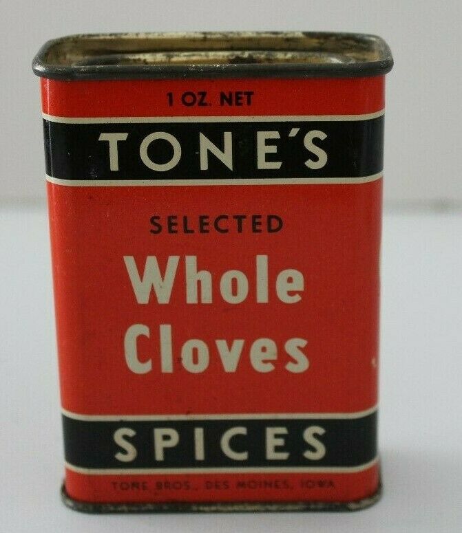 Vintage Tone's Whole Cloves Spice Tin  1 oz.  INV.PD