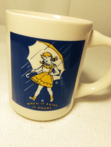 Morton Salt Ad Girl Icon Coffee Cup Ceramic Mug 1956 Ed. When it Rains It Pours