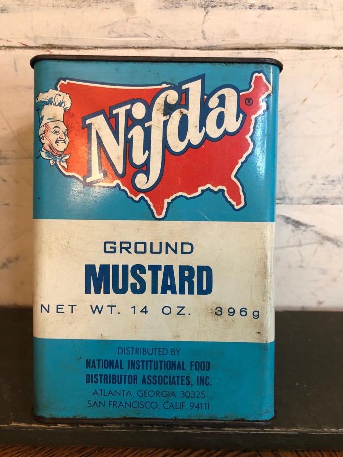 Vintage Nifda Ground Mustard Tin, 14 oz., National Institutional Food
