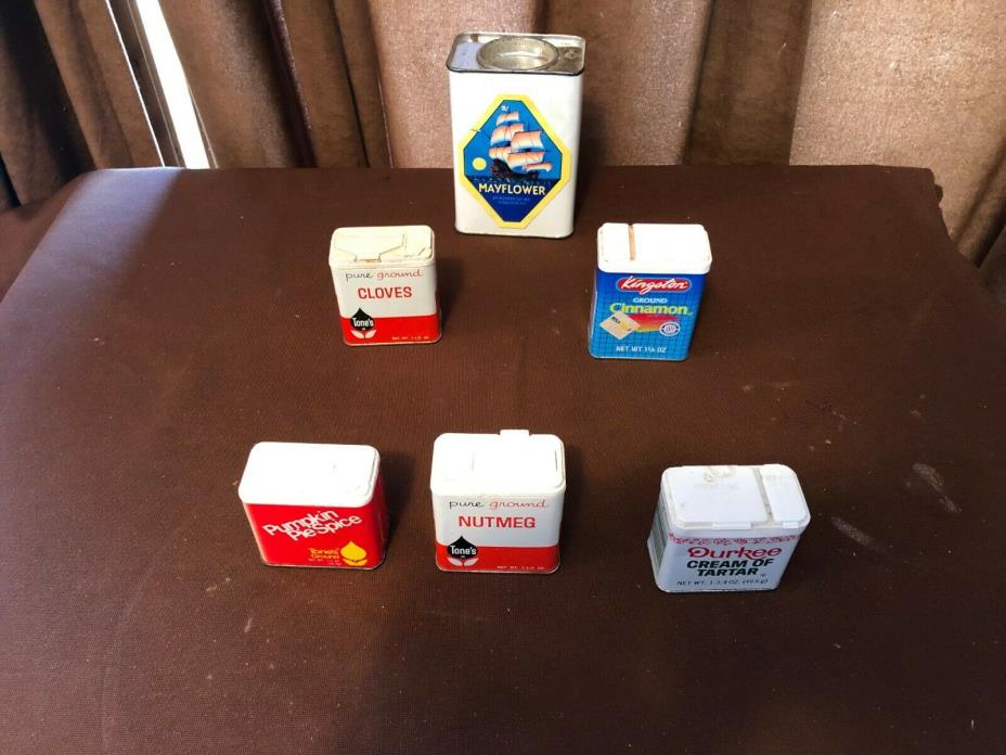 6 VINTAGE TINS Durkee-Tone's-Kingston and MORE