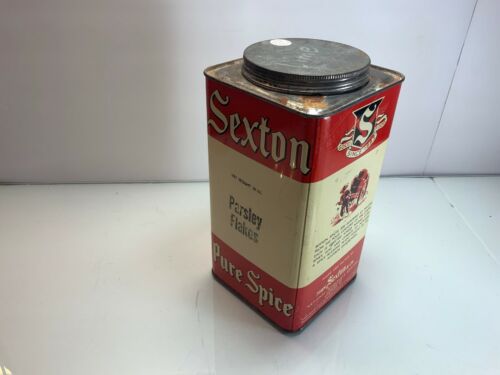Sexton Pure Spice Tin Parsley Flakes Chicago Illinois Red Vintage 10”