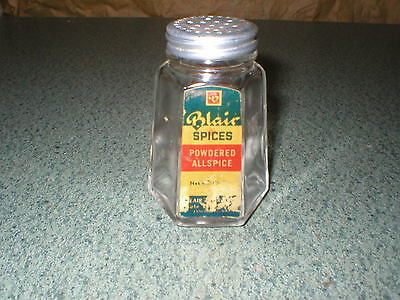 Vintage Blair Spices Lynchburg Virginia Glass Bottle Jar Powdered Allspice #1