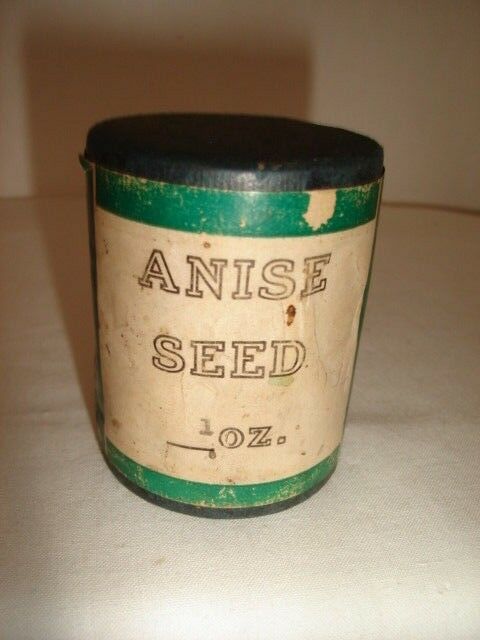 VTG ROUND CARDBOARD ANISE SPICE CONTAINER--ERIE, PA STERLING PRODUCTS