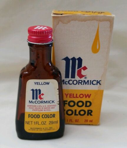 McCormick Food Color 1975 Yellow Glass  Bottle Advertising Movie Prop Vintage