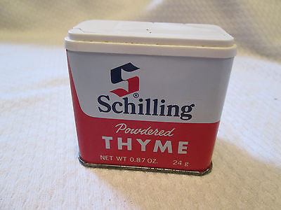 Vintage Spice Tin - Schilling - Powdered Thyme  .87 oz. McCormick &.Co 1974