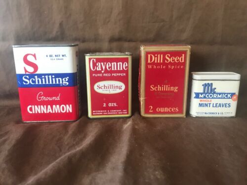 Vintage Schilling McCormick Spice Tins 3 W/spices Inside