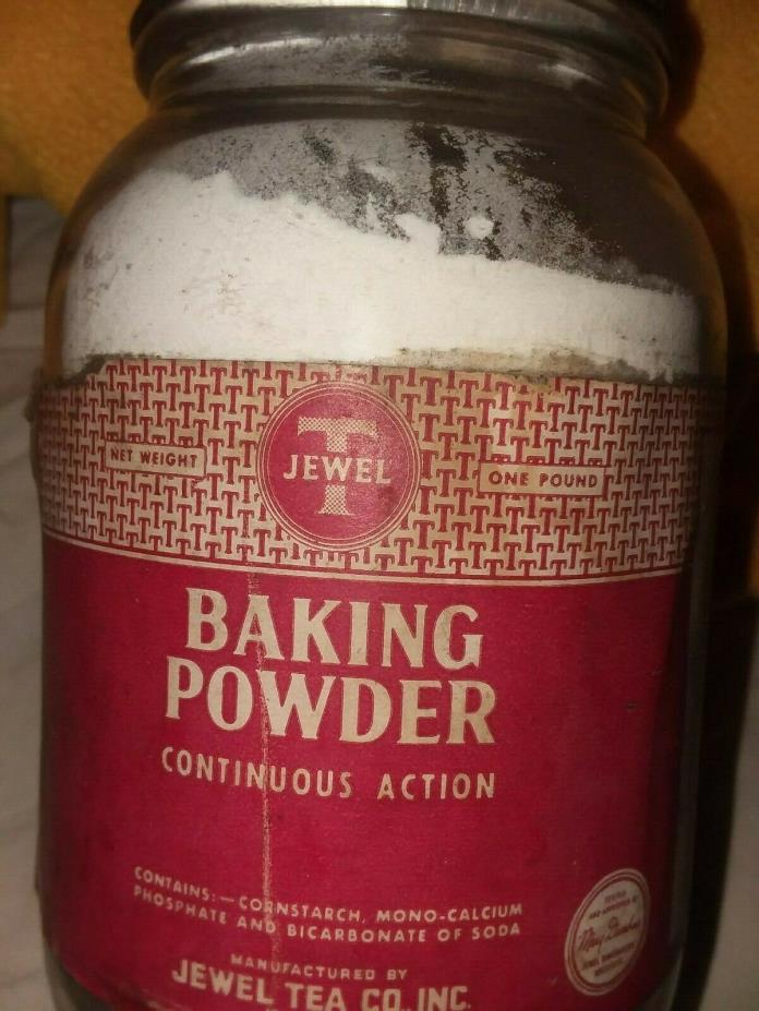 Container Jewel Tea baking powder, gift, bake cook glass