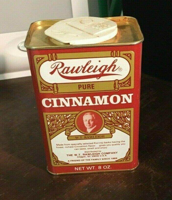 Vintage Rawleigh's Cinnamon 8 oz Spice Tin, Great Graphics & Colors