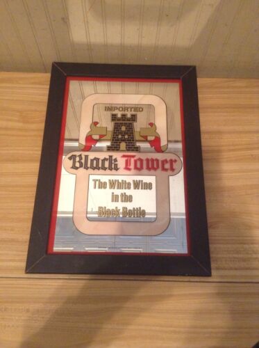 Vintage Black Tower White Wine Bar Mirror Sign