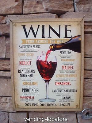 Wine Around the World Tin Sign Tin Sign - 12.5 x 16 NEW