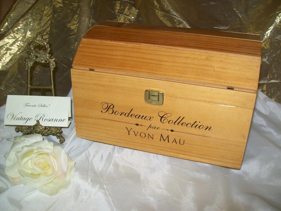 Wooden Wine Box Bordeaux Collection par Yvon Mau France Crate Style Holds 6 Bott
