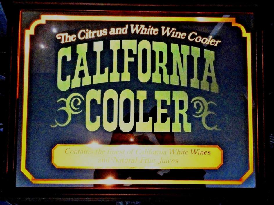 California Cooler Lighted Mirror Bar Sign Wine Cooler Advertisment 80's Vintage