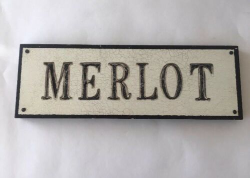 Vintage Style Wine Sign Merlot Wood Grapes Bar