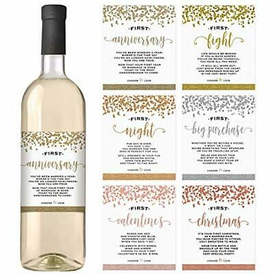 Wedding First Wine Bottle Labels Set Of 6 Waterproof Gift And Milestones Kitchen