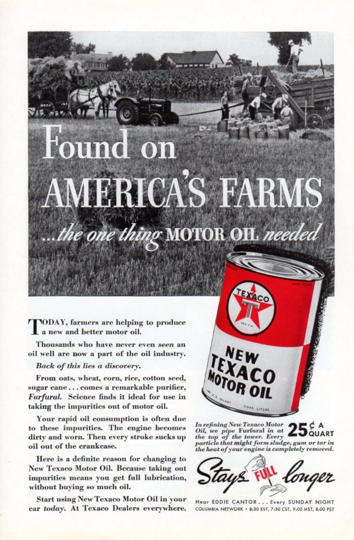 1936 Vintage print ad auto car part Texaco Motor Oil  America's Farms Heinz soup