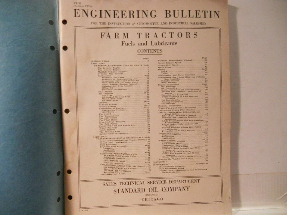 Standard Oil 1943 Farm Tractors Engineering Bulletin