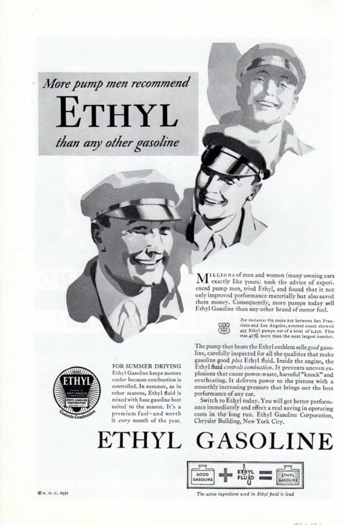 1931 Vintage print ad auto car part Ethyl Gasoline Gas or Campbell's Vegetable