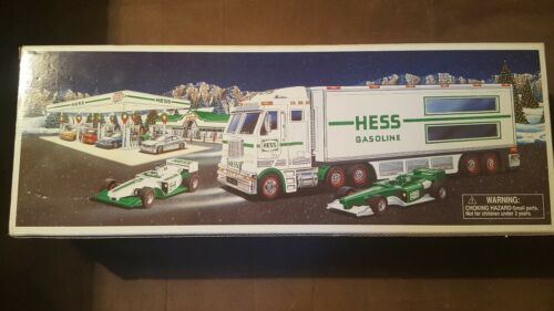 HESS 2003 TOY TRUCK AND RACECARS REAL HEAD AND TAIL LIGHTS PRE-OWNED IN BOX