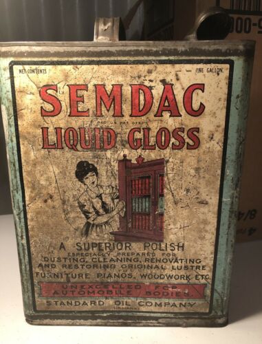 Antique early 1900's Standard Oil Company Semdac Liquid Gloss Can One Gallon