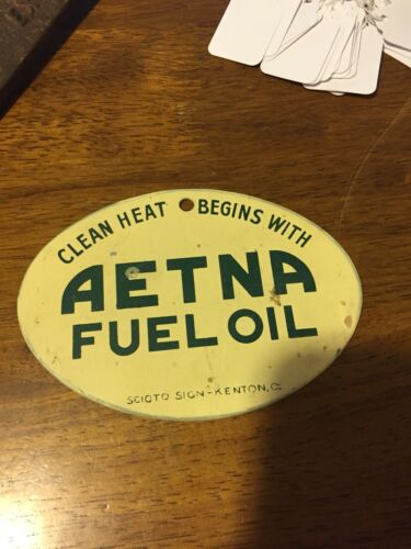Vintage Aetna Fuel Oil Tank Sign/Badge