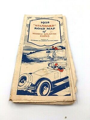 Vintage 1928 Standard Motor Oils Highway Map  Map Sign Tag Rare Maker