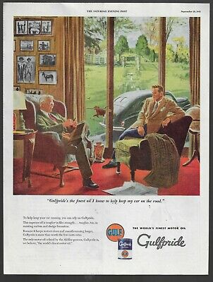 GULF gulfpride oil gas home decor men's fashion art 427 1945 Vintage Print Ad