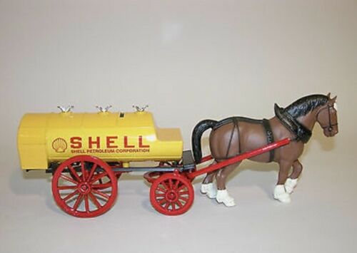 SHELL 1996 ANTIQUE HORSE DRAWN TANK WAGON 4th IN A SERIES BANK WITH KEY!  RARE!