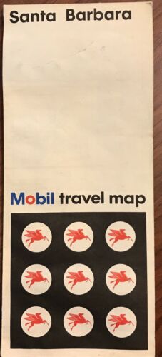 VINTAGE 1975 MOBIL GAS SANTA BARBARA TRAVEL MAP CALIFORNIA