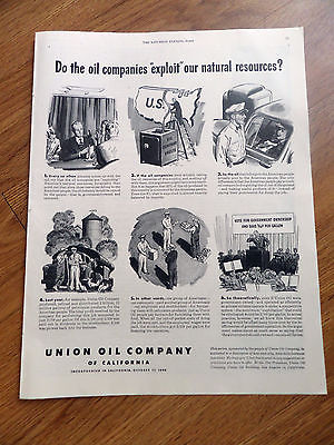 1948 Union Oil California Ad Do the Oil Companies EXPLOIT our Natural Resources?