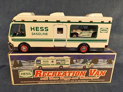 HESS TOY TRUCK - RECREATION VAN with DUNE BUGGY & MOTORCYCLE - 1998 - NEW IN BOX