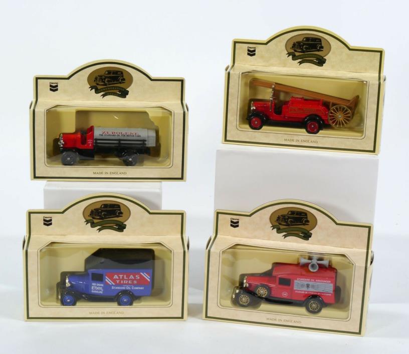 Lot of 4 Chevron Standard Oil Commemorative Diecast Model Trucks - England - NIB