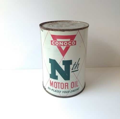Vintage 1940's CONOCO Nth MOTOR OIL 1QT CAN, SAE 10-10W Continental Oil Company