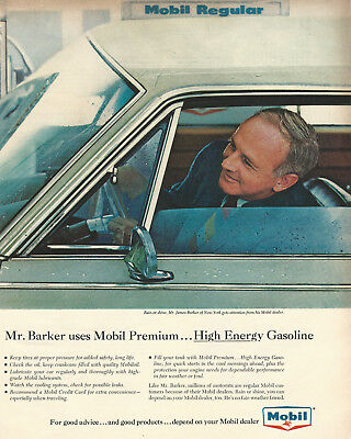 MOBIL Gasoline Original 1965 Vintage Advertisement - James Barker, New York