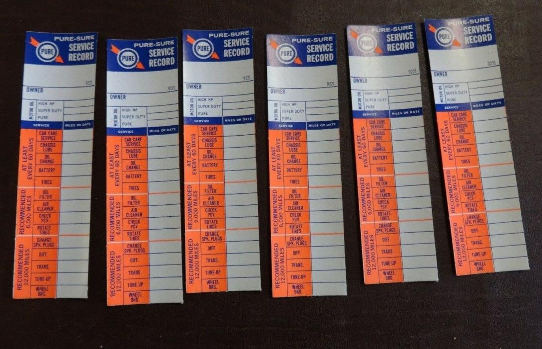 NEW PURE OIL GAS STATION SIGN SERVICE NOS OIL CHANGE DECALS (6) 76 PURE SURE