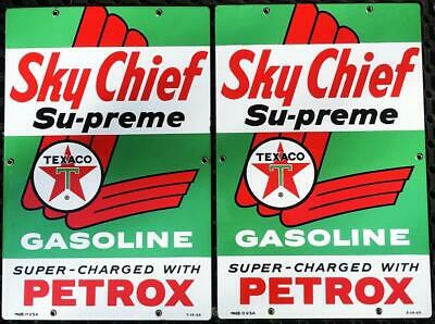 NOS MATCHED PAIR 1960 TEXACO Gas PUMP Signs SU-PREME PETROX  NEW OLD STOCK!!  NR