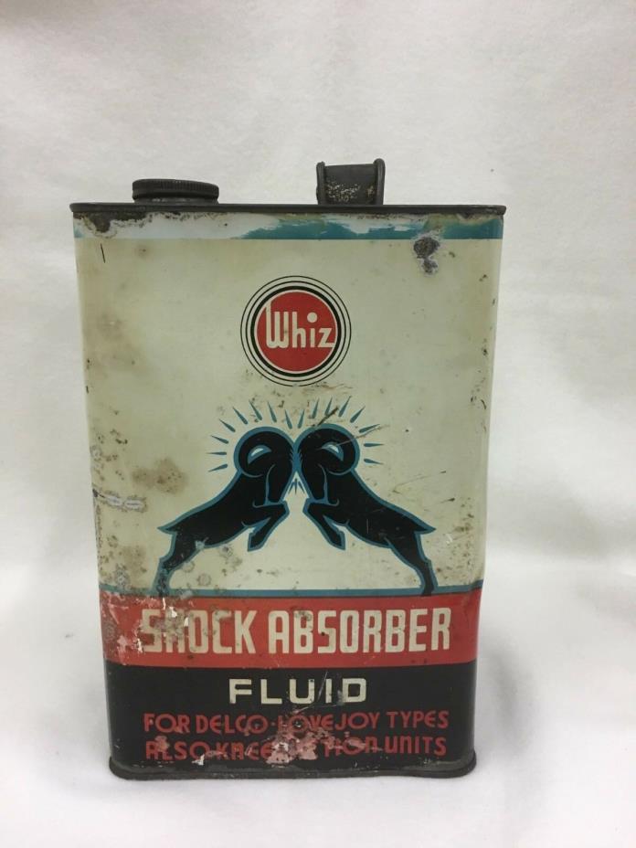 Vintage One Gallon Whiz Shock Absorber Fluid Oil Can Empty Automotive