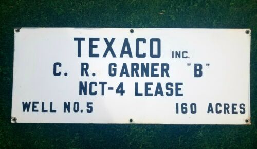 Vintage Texaco Porcelain Lease Oilfield well marker Sign
