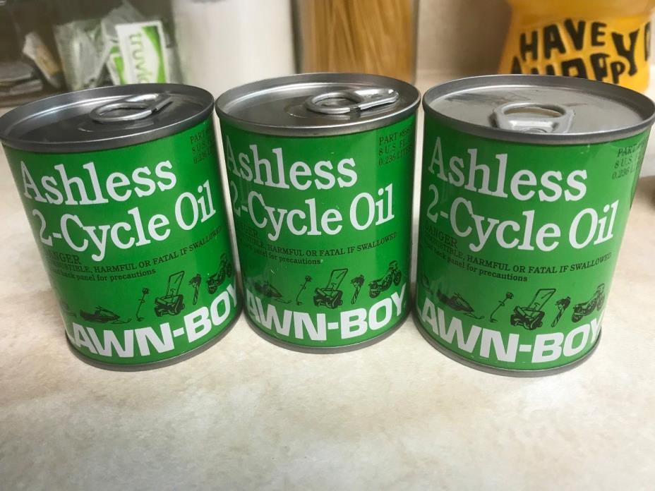 3 total Vintage Full Unopened Lawn-Boy 2 Cycle Lubricant Oil Can Ashless