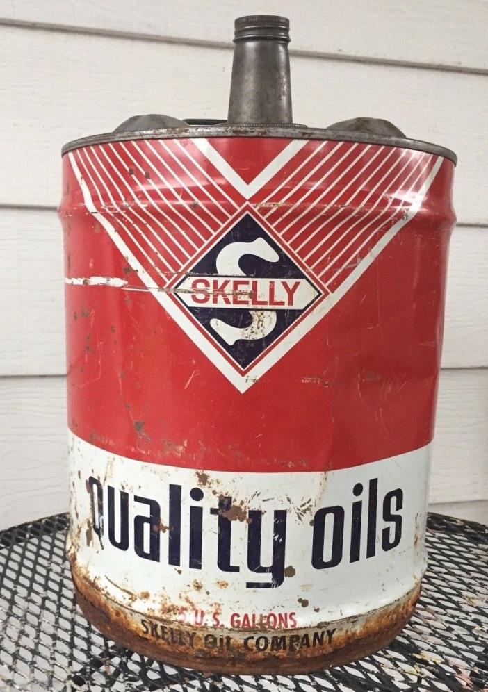 VINTAGE SKELLY OIL COMPANY USA SKELLY OILS 5 GALLON METAL CAN COLLECTIBLE EMPTY
