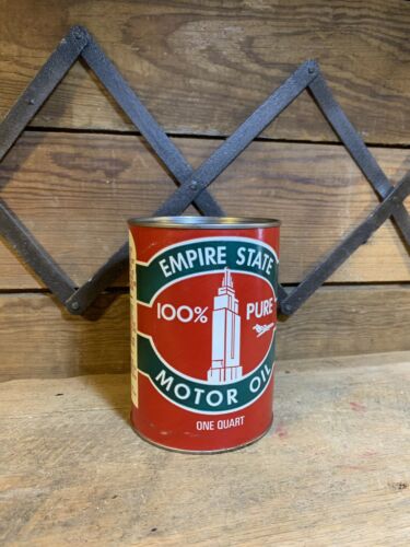 Empire State Oil Can Vintage Original Motor Full Gulf Texaco Gas Pump Sign Shell