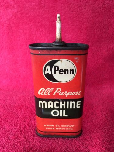 Red A Penn All Purpose Machine Oil Handy Oiler Can Advertising Butler, PA. Sign