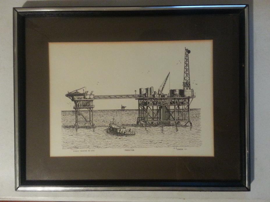 Production Nicholas Engineering Art Series Al Richardson 1977 Offshore Oil Rig