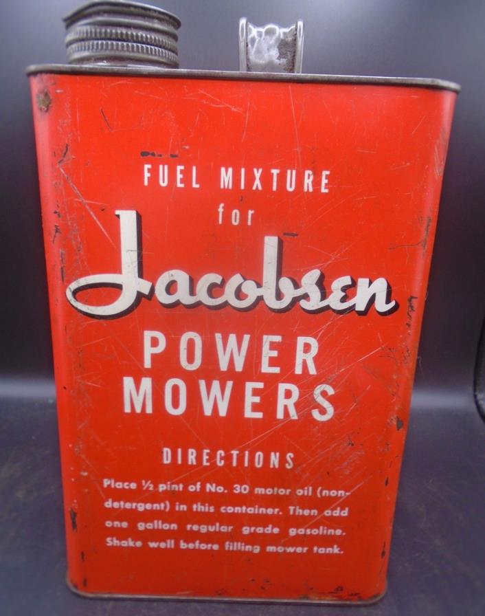 VINTAGE 1950's JACOBSEN POWER MOWERS FUEL MIXTURE GASOLINE U.S. GALLON CAN
