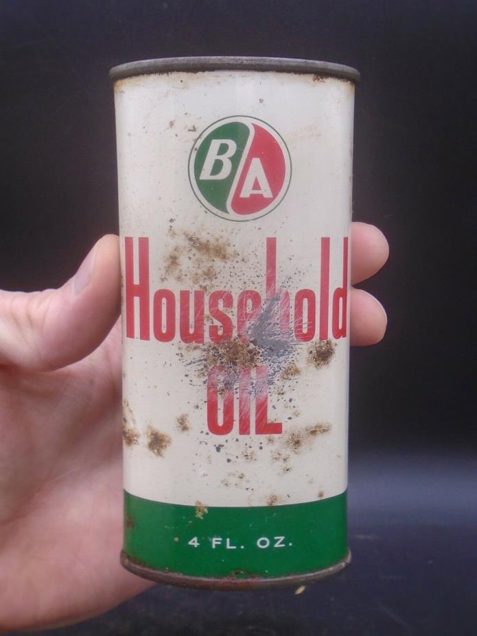 VINTAGE 1950's B/A HOUSEHOLD OIL (4 OZ.) HANDY OILER CAN - BRITISH AMERICAN OIL