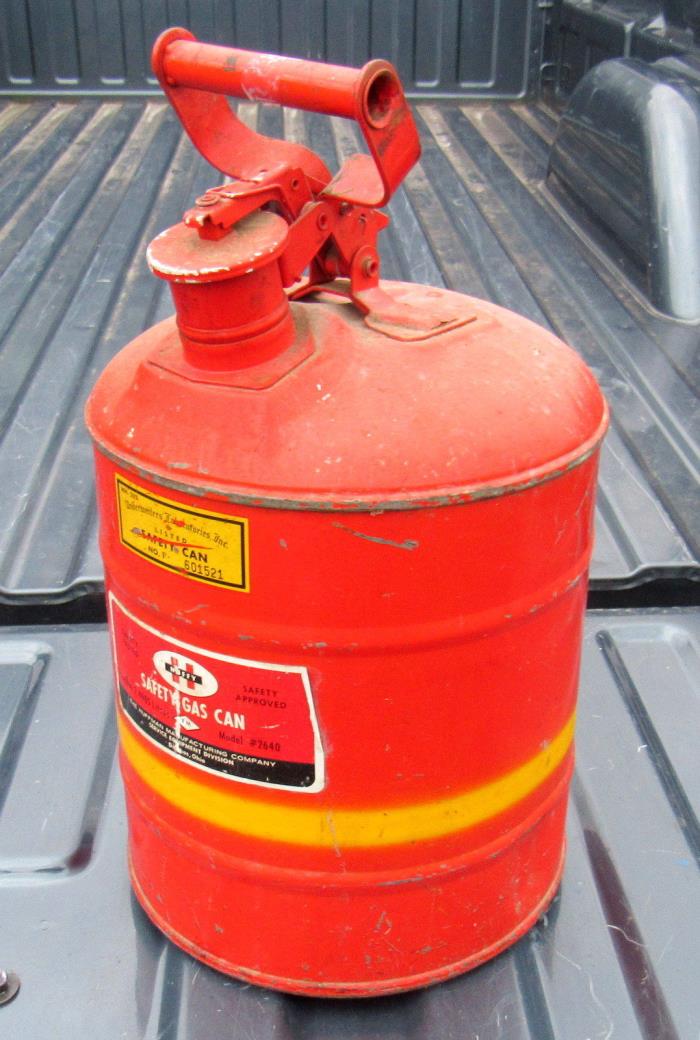 vintage Justrite gas can model 2640 Huffy Huffman Delphos, OH