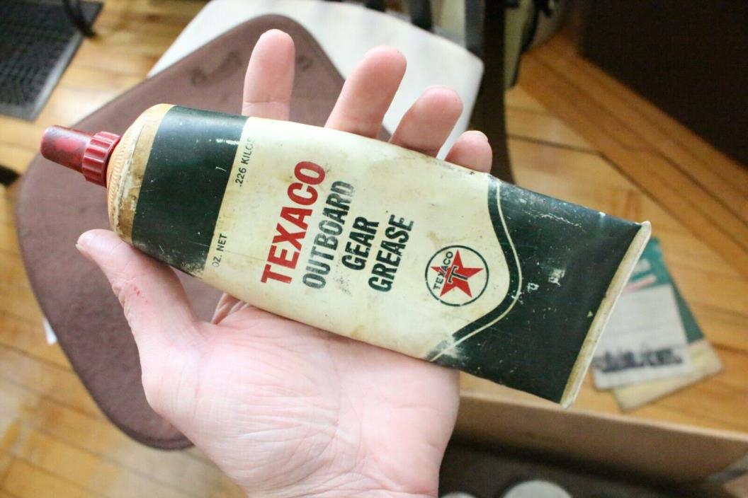 Vintage Texaco Outboard Grease Plastic Tube Oil Can Tin Advertising Boat