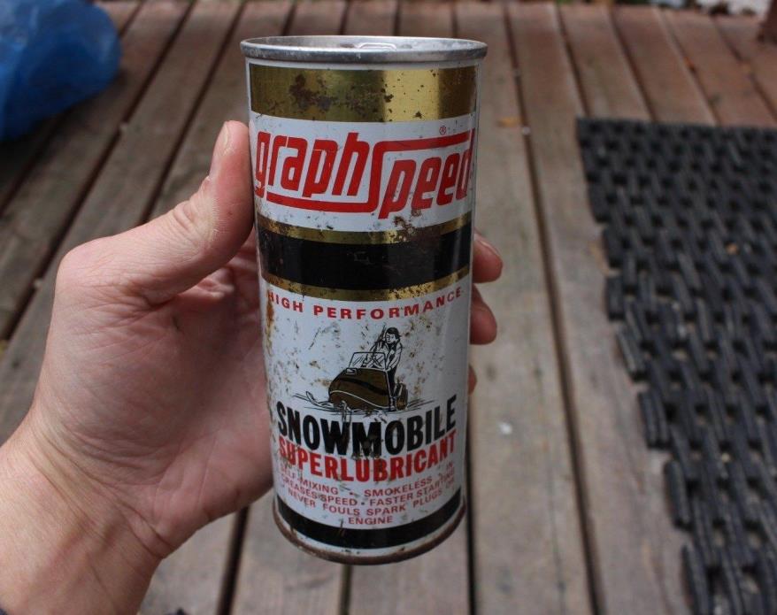 vintage advertising snowmobile graph speed motor oil can sign gas pump